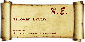 Milovan Ervin névjegykártya